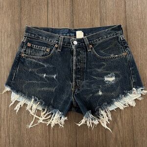 Levi’s Women’s Vintage Petros 501 Distressed Button Fly Cut Off Jean Shorts